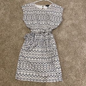 Navy and cream business casual dress